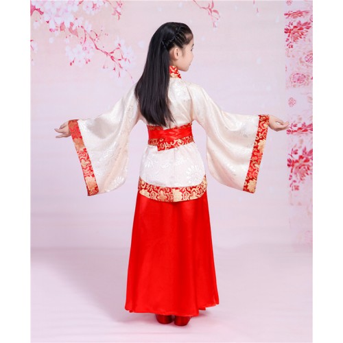 Chinese folk dance costumes for kids children boy girls hanfu ancient classical performance kimono cosplay dress